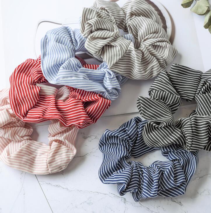 

Women Girls Striped hair ornaments Sweet Scrunchies Elastic Ring Hair Ties Accessories Ponytail Holder Hairbands Rubber Band Scrunchies, Mix