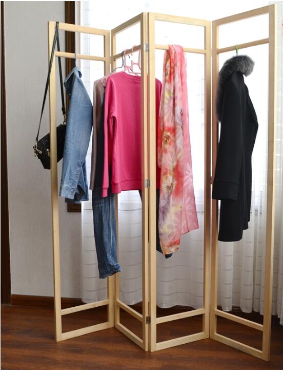 Clothes rack floor standing bedroom solid wood clothing rack simple household clothes shelf simple balcony, clothes drying racks-image-511841363