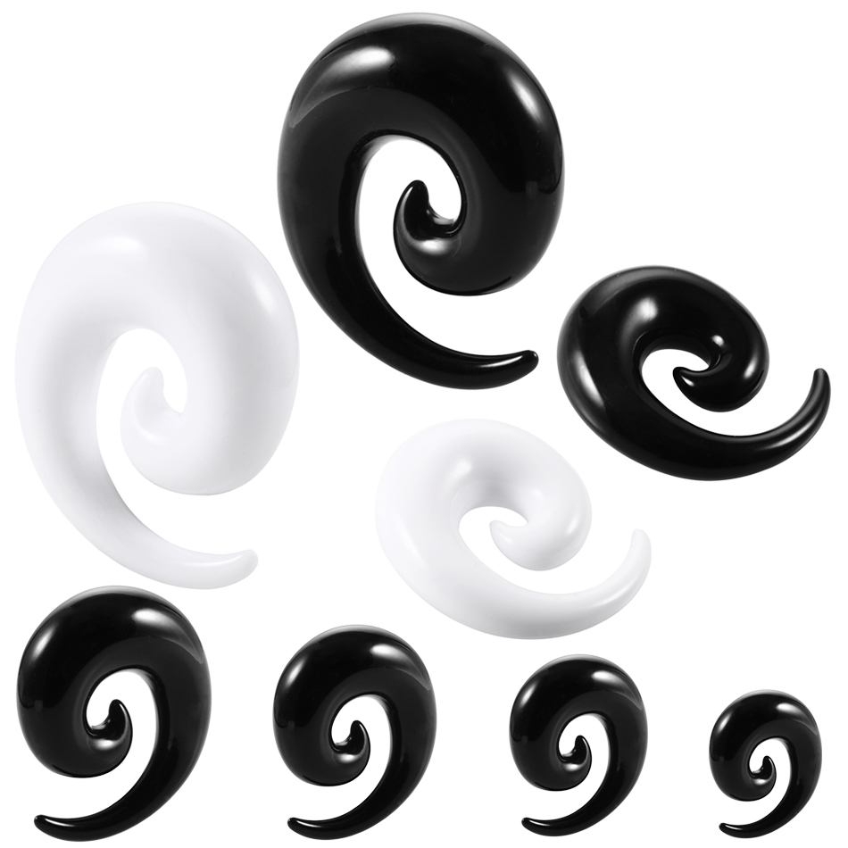 Pick Gauge Punk Black Acrylic Spiral Taper Ear Plugs Expander Stretcher Jewelry