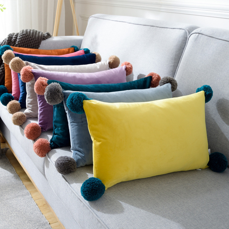 

1pc Cute Plush Ball Pillow Case 30x50cm Home Living Room Pillow Cases Decor Office Sofa Cover