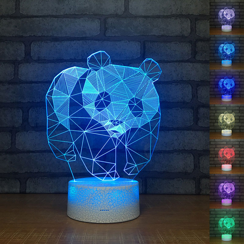 

Panda Shape 3D Table Lamp LED Night Light 7 Colors Changing Bedroom Sleep Lighting Home Decor Gifts