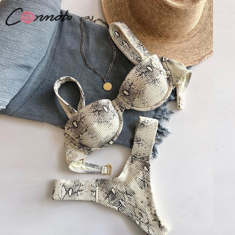 

Conmoto spaghetti strap beach summer holiday bikini women leopard ruffles bikinis monokini femme casual bather swimsuits biquini, X19sw2594-2