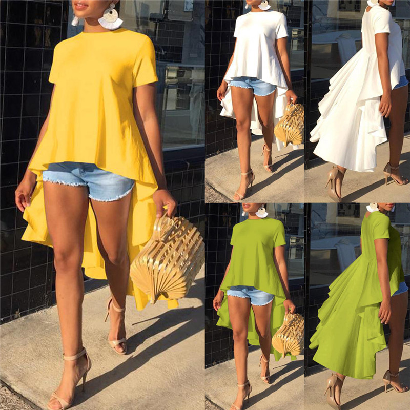 

Womens Casual Short Sleeve Shirt Ladies Summer Tee Beach Loose Tops Blouse, Green