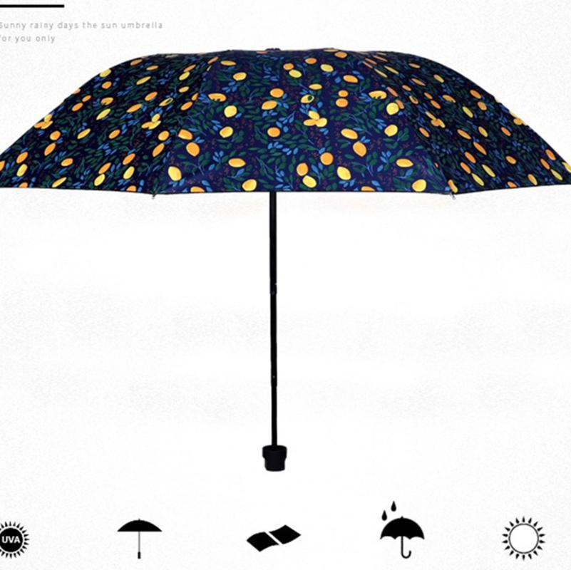 Transparent Cherry-Blossom Imprimé Pliable Soleil Pluie Parapluie Princess Parapluie JS