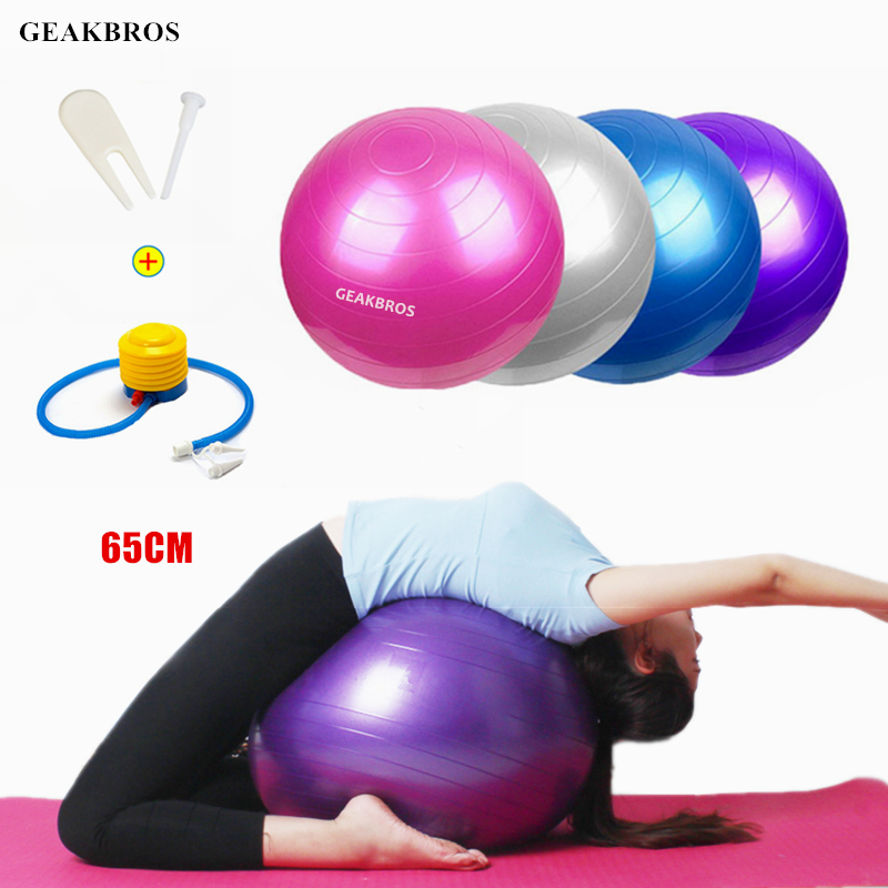 

65cm Yoga Balls Sports Fitness Balls Bola Pilates Gym Sport Fitball With Pump Exercise Pilates Workout Massage Ball, Red