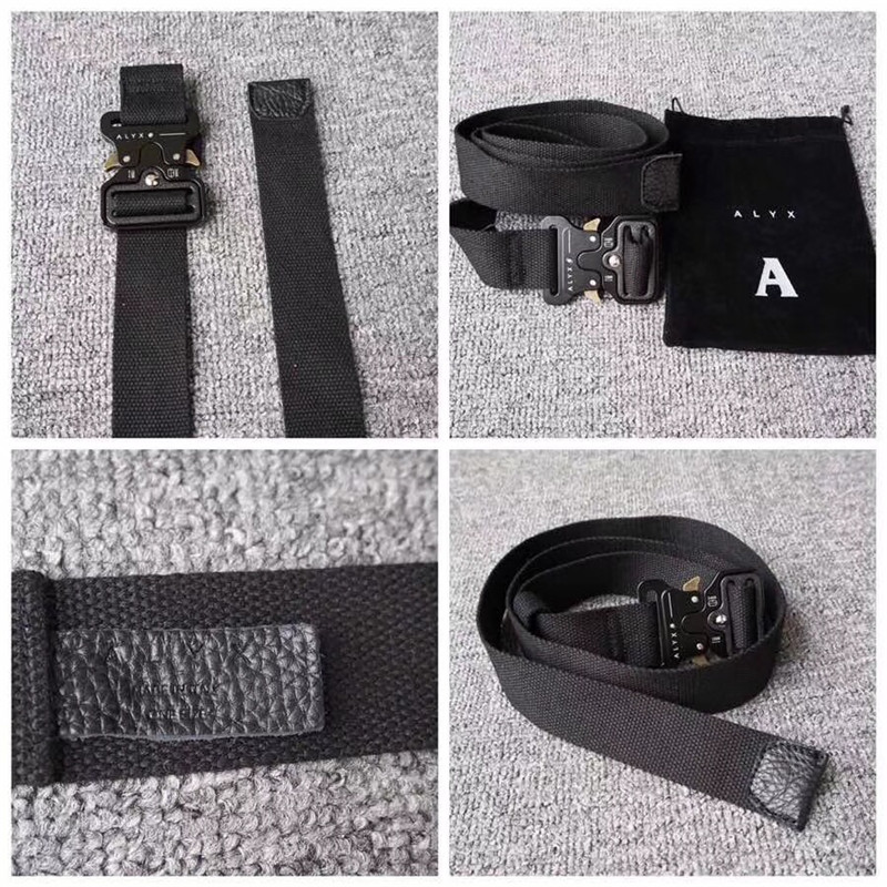 

fashion women and men belt waist ALYX Belt 128cm Men Women Rollercoaster Metal button canvas Belt, Black