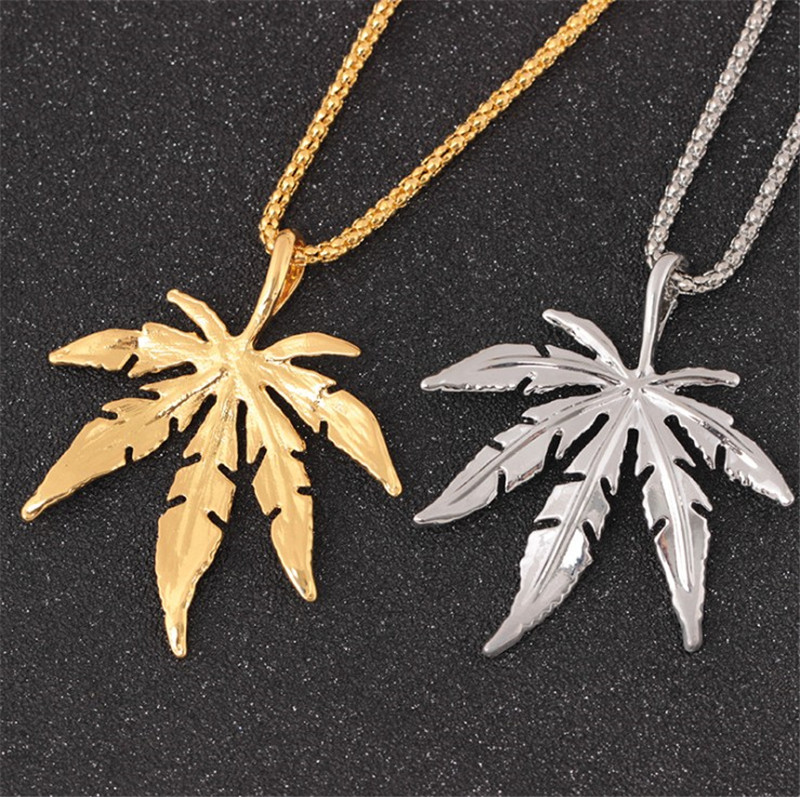 

Gold Chains For Men Hip Hop Jewelry Silver/Gold Plated Maple Leaf Pendant Long Gold Chains Hip Hop Bling Necklace Mujer Iced Out Chain