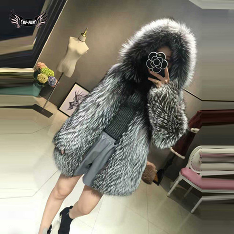 

Real Fur Coat Women's Winter Top Grade Natrual Fur Silver Thick Warm Fashion Styles Female Silm Genuine Jacket Warm