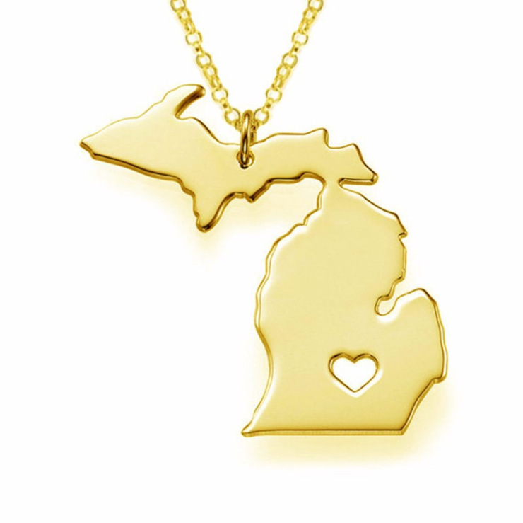 

Fine alloy American map necklace Michigan necklace for mom's girlfriend
