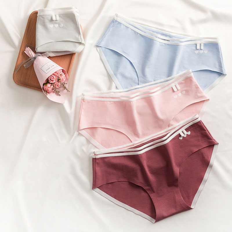 

Roseheart Spring Women Fashion Gray Red Pink Cotton Mid Waist Panties Underwear Lingerie Briefs Underpants L XL One-piece, Black