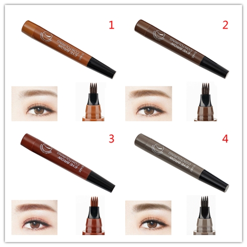 

4 Head Fine Sketch Fork Tip Eyebrow Tattoo Tint Pen Liquid Eyebrow Gel Makeup Tool Tattoo Pen, N1
