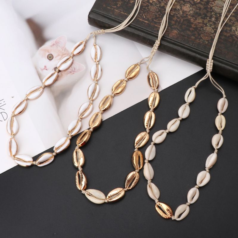 

Bohemia Gold Color Shells Necklace For Women Summer White Conch Shells Choker Collar Fashion Jewelry A559