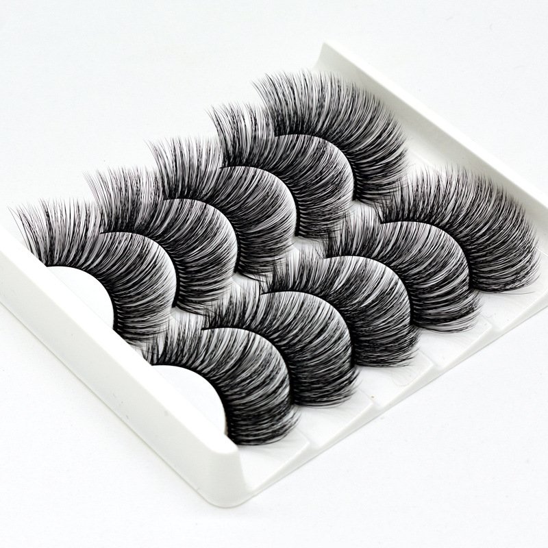 

3D synthetic hair false eyelashes handmade soft and comfortable stereo multi-layer makeup full strip eye lashes 5pairs/pack 6 styles