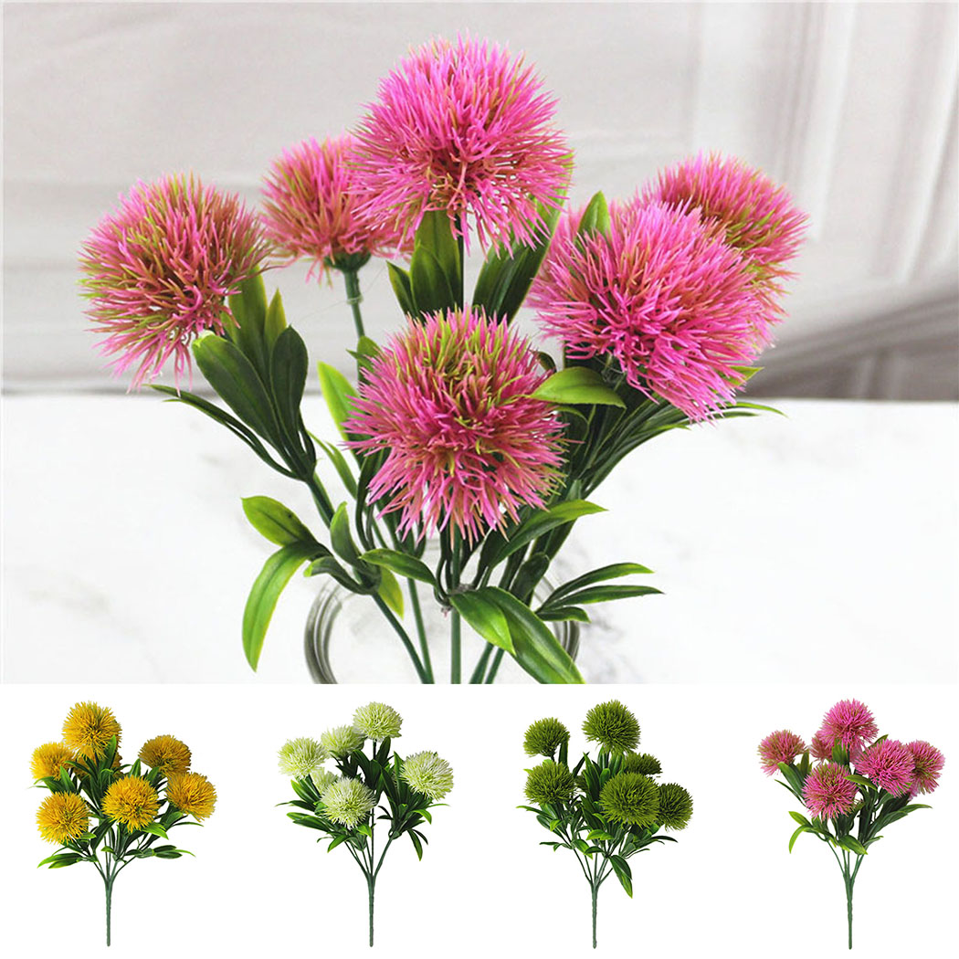 

Artificial Flowers Green Real Touch Dandelion Fake Plants Plastic Flowers 25cm Flower Home Office Green Plastic Decorative Plant, Pink