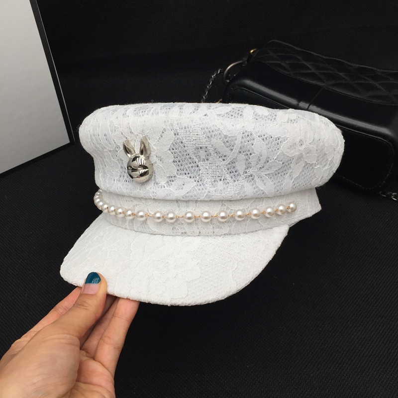 

Visors Spring And Summer Day Sweet Lace Navy Anise Hat Fashion Female Elegant White Pearl Minus Age Han Edition
