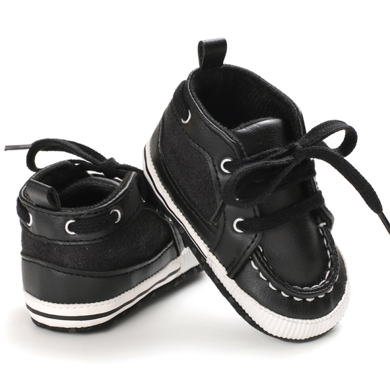 

Infant First Walkers Nonslip Soft Sole Toddler Baby Shoes Hot -18M PU Toddler Baby Shoes Leather Crib Boy, Black