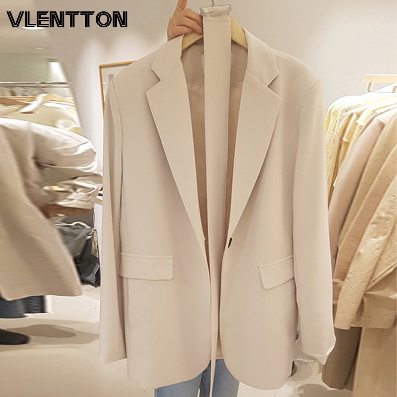 

2020 Spring Autumn Black With Sashes Blazer Woman Korean Slim Solid Suit Jacket Coat Female Outwear Office Lady Blazers Feminino, Beige