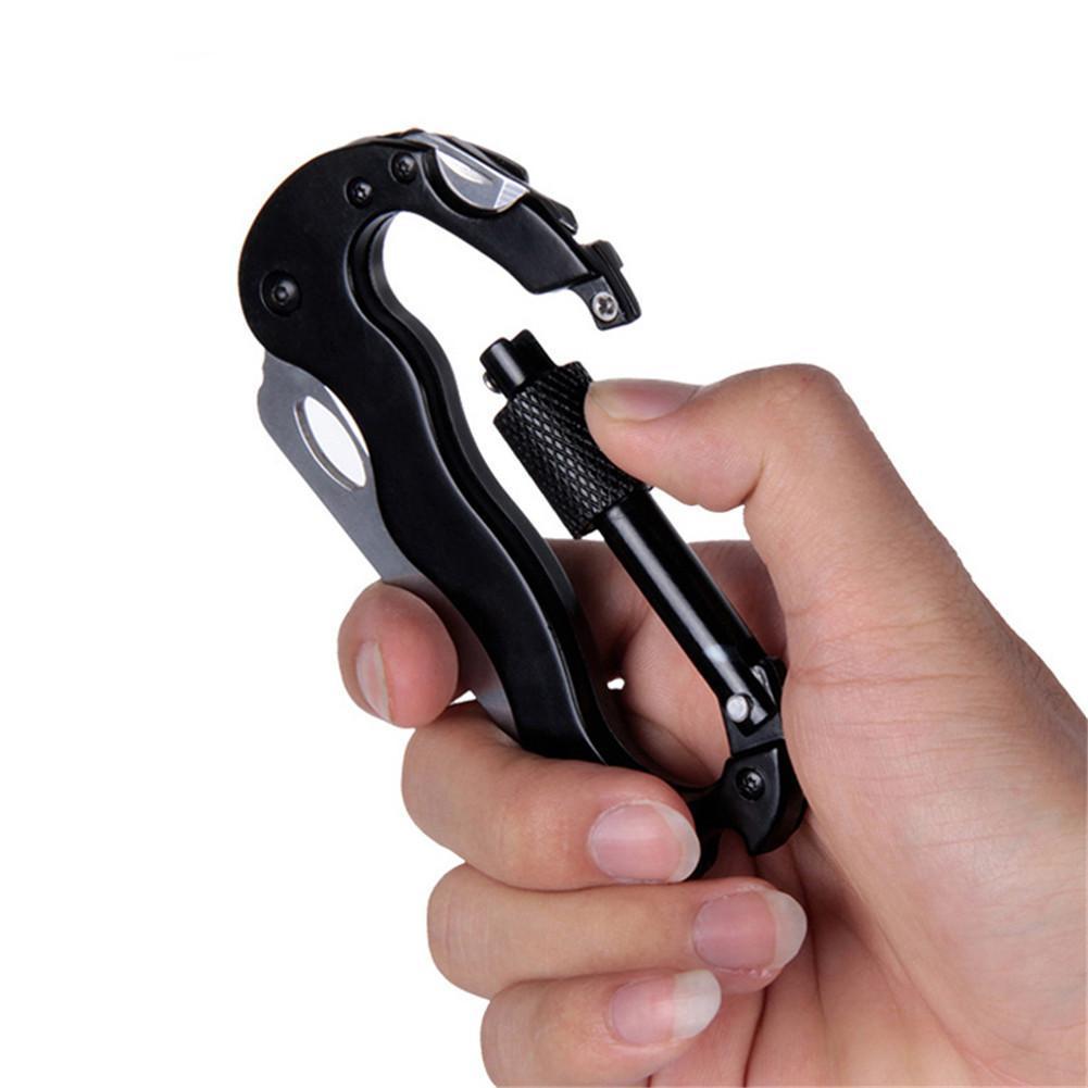 

5 In 1 Outdoor Hiking Survival Rock Climbing Gear Knife Carabiner Tool Carabiner Hook Gear Screw