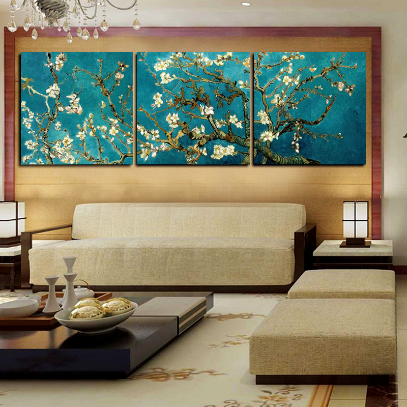 

Home Decoration Flowery Squares Blue Canvas Poster - Van Gogh Abstract Flower Oil Painting Wall Pictures