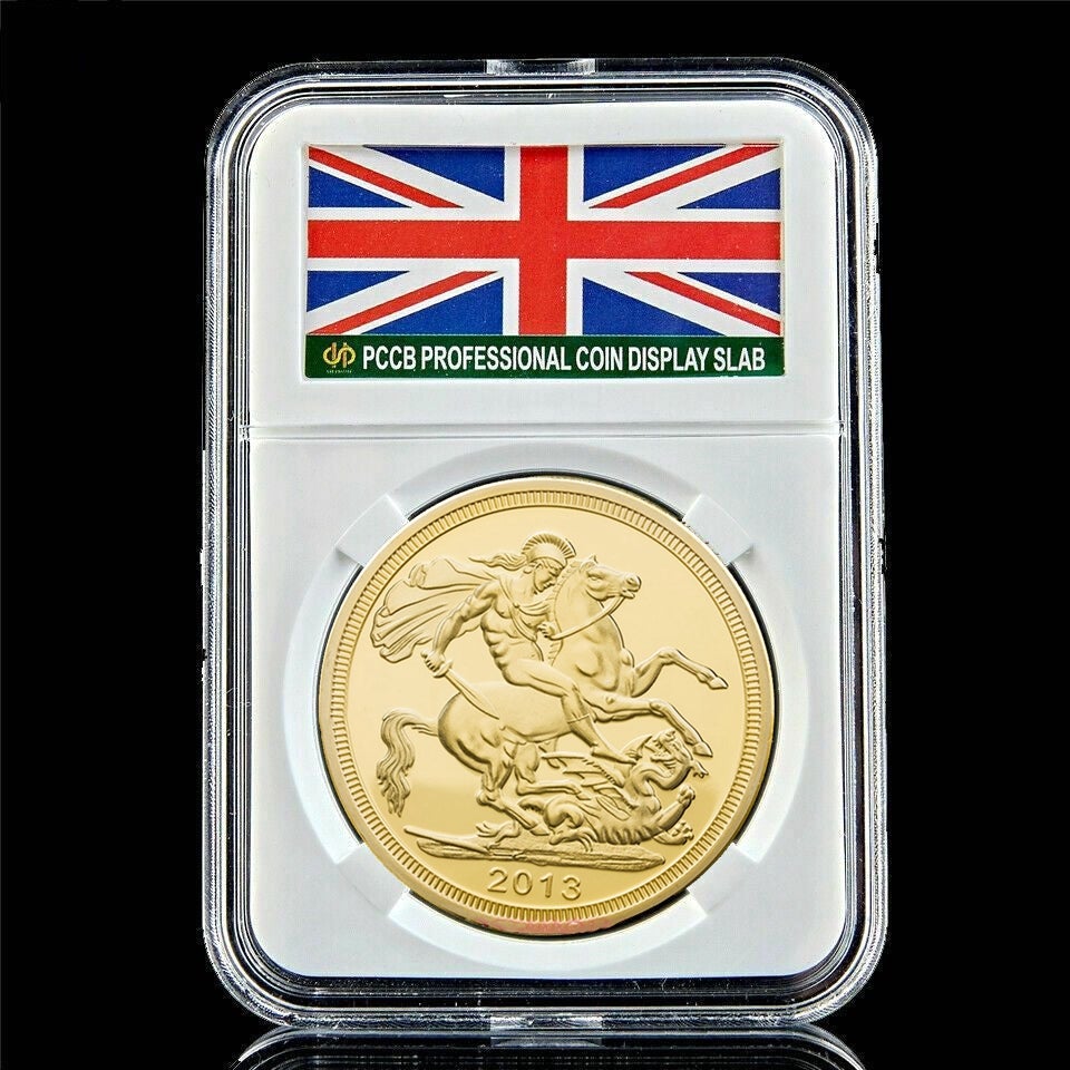 

2013 Queen Elizabeth II Craft George Sovereign Of UK 1 oz Gold Plated Souvenir Coin W/Pccb Box
