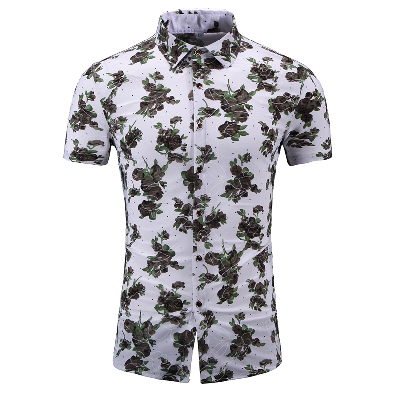 

Summer cotton men's Hawaiian dress shirt loose printed short sleeve large size 7XL Hawaiian flower men's beach floral shirt, Ds1