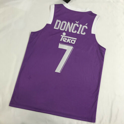 

Luka Doncic #7 Teka Madrid Basketball Jerseys Euroleague print CUSTOM any name number 4XL 5xl 6XL jersey, Black;red