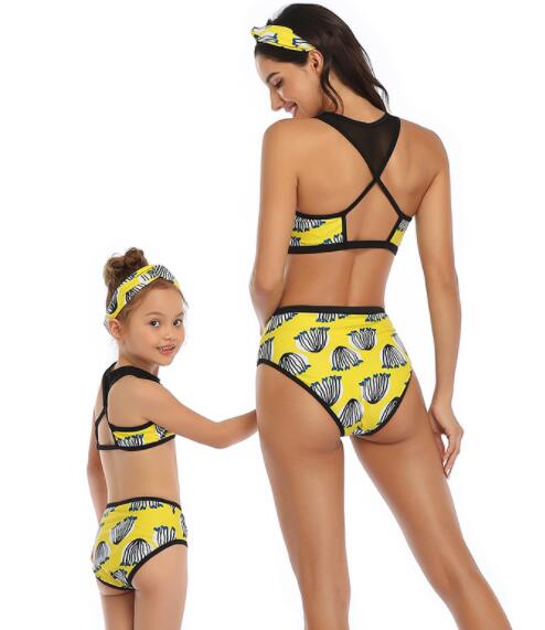 

chea parent child swimsuits European American swimsuits sub girls women children sexy yakuda flexible stylish Leopard Print bikini suit sets