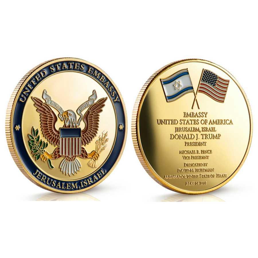 

Dedicated May 14, 2018 - Israel Jerusalem United States Embassy Trump Challenge Coin