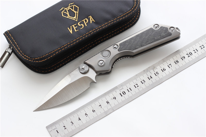 

High quality VESPA Version MSG-2 Dual-Action Blade:M390(Satin) Handle:TC4+CF,Outdoor camping survival knives EDC tools
