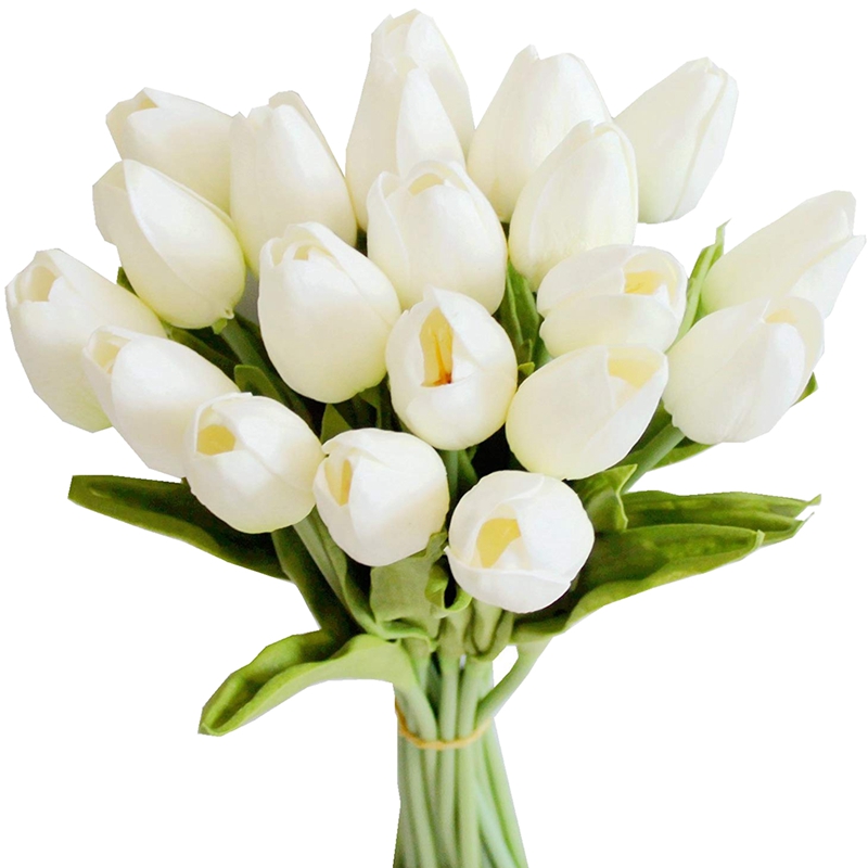 

New-20Pcs White 13.8inch Artificial Tulips Flowers for Party Decoration,Wedding Home Decoration