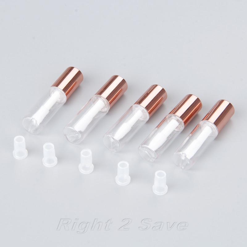 

10/5 PCS Lip Gloss Tubes 1.2ML Lip Bottle Empty Cosmetic Containers Rose Golden Travel Portable Transparent Plastic Bottle brush