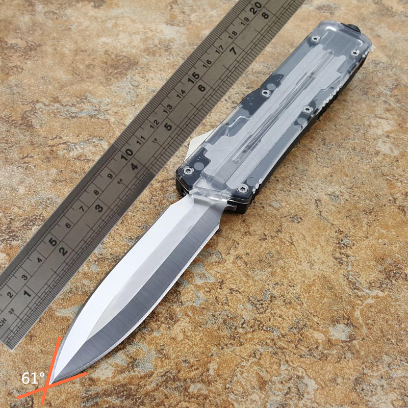 

transparent automatic knife auto knives TF double action optional Hunting Pocket Knife Fishing knives Survival Knife free shipping Wholesale