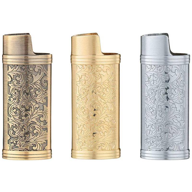 

Bronze Silver Golden Portable Lighter Case Sleeve Holder Cover Shell Innovative Design Pattern Skin Casing For Cigarette Smoking Tool