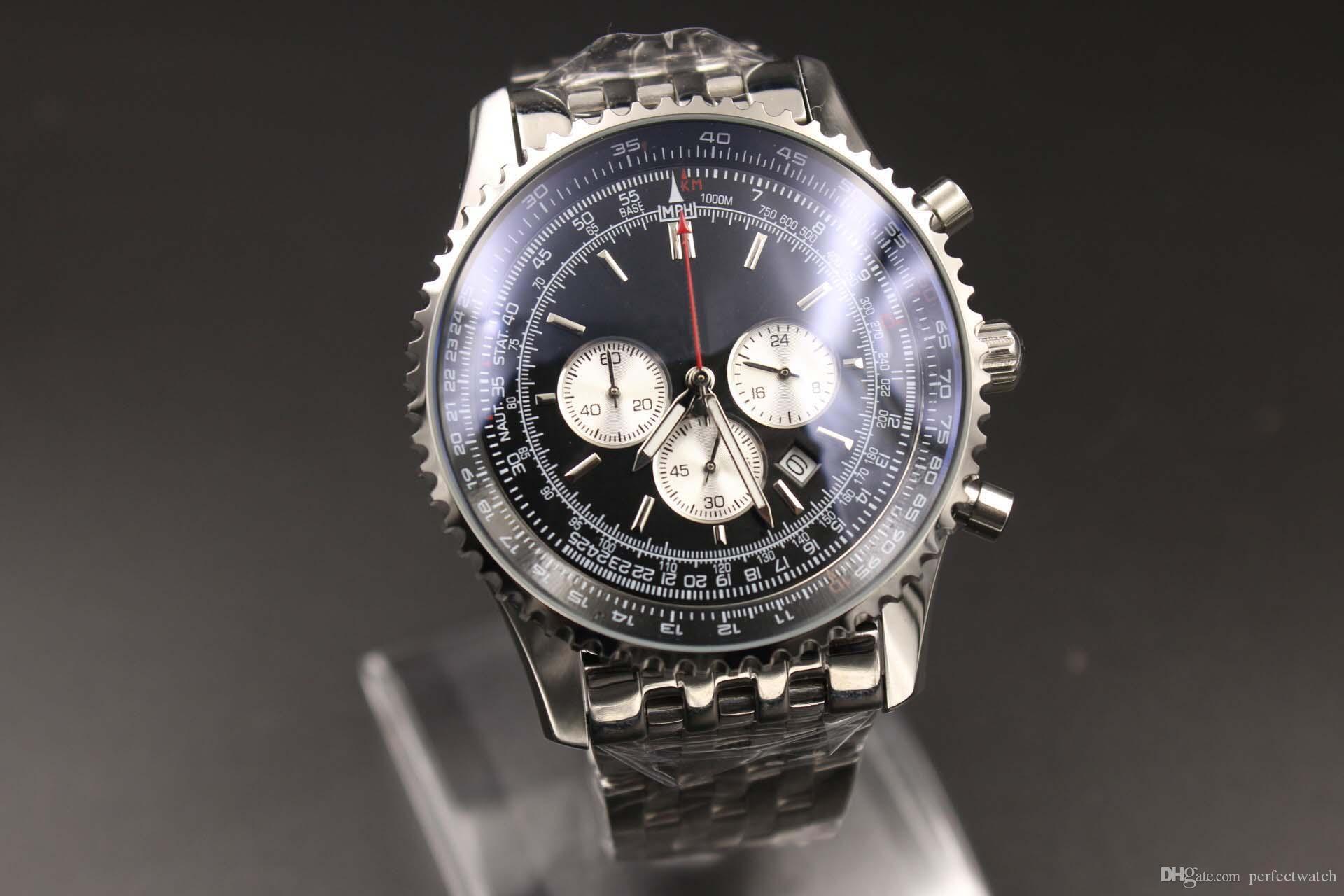 

2018~2019 Top sale watches Quartz Movement -Watch Men Chronometer Blue Dial Silver Case Stainless Belt Silver Skeleton 1884 Watch B01, Make waterproof