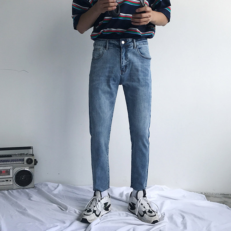 

Male Japan Korea Streetwear Hip Hop Denim Pants Jeans Men Vintage Fashion Casual Slim Fit Ankle Length Jeans Trousers, 861