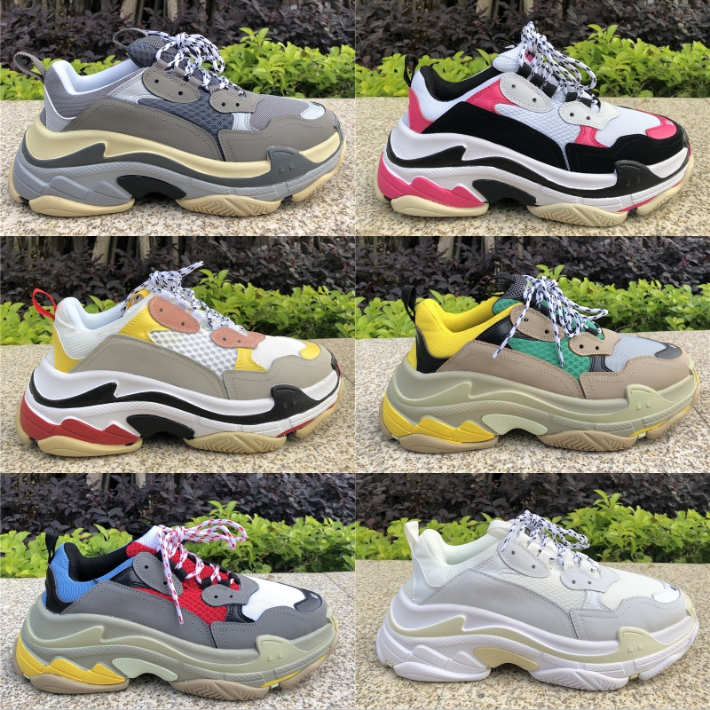 

Fashion Triple S Sneakers Black White Paris Leather Platform Shoes Paris stylist shoes GoldenMen Women Trainers Casual Chaussure, Triple s white