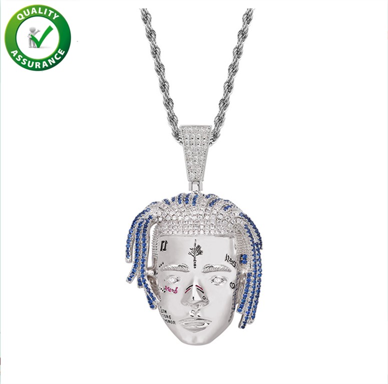 

Hip Hop Jewelry Iced Out Chains XXXTentacion Pendant Designer Necklace Mens Gold Rapper Chain Luxury Diamond CZ Pandora Style Charms Rock, Silver