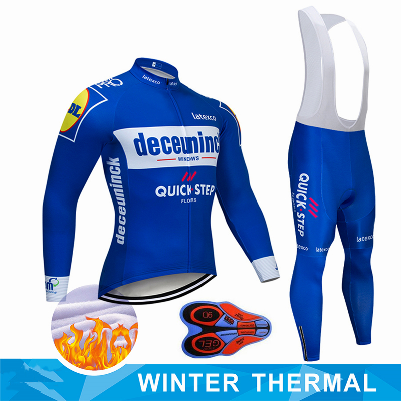 

2019 Pro Team QUICK STEP Cycling Jersey 9D Bib Set Belgium Bike Clothing Mens Winter Thermal Fleece Bicycle Clothes Cycling Wear, Pic color