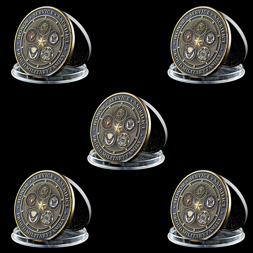 5pcs Gold Plated USA Army Challenge Coin Craft Department Of Defense US Eagle Force Marine Military Badge-image-522004166