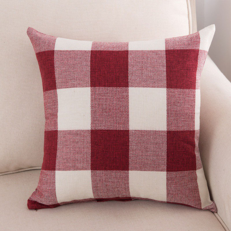 

Pillowcase Solid Color Square Home Textile Covers Clothes Home Textile Plaid Pillow Case Zipper 45 X 45 cm, Br