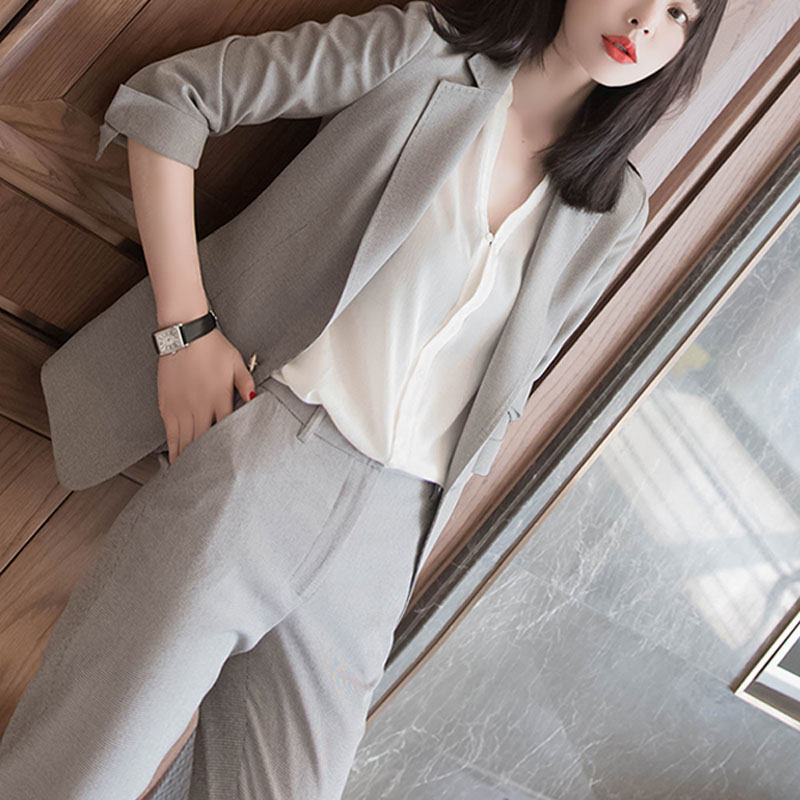 

Women' suit 2019 autumn new casual fashion comfortable slim slimming loose small suit two-piece women' clothing