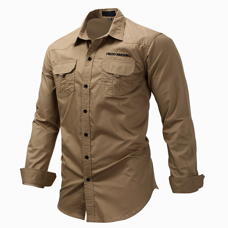 camicie da lavoro stile retr/ò. retr/ò con bottoni stile militare Camicia tattica da uomo a maniche lunghe