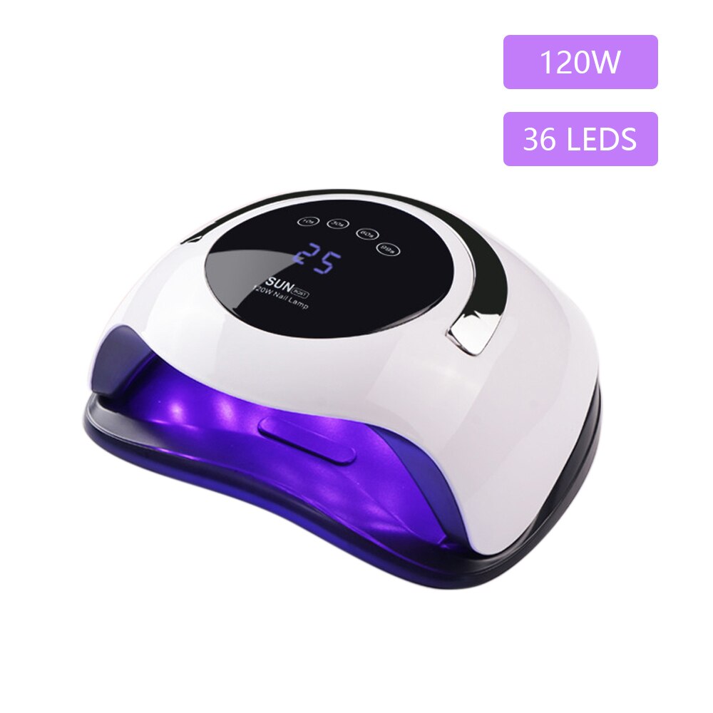 

SUN BQ 5T 120W High Power Nail Dryer Fast Curing Speed Gel Light Nail Lamp LED UV Lamps For All Kind Gel With Timer Smart Sensor, Sun 9x 36w usb