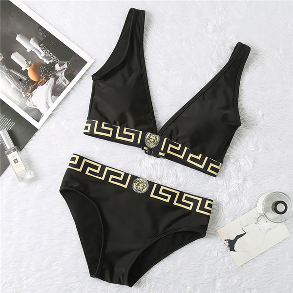 Fcostume Traje de ba/ño de Dos Piezas para Mujer S/ólido Cuello Colgante con Tiras Vendaje Bikini Conjunto Ropa de Playa