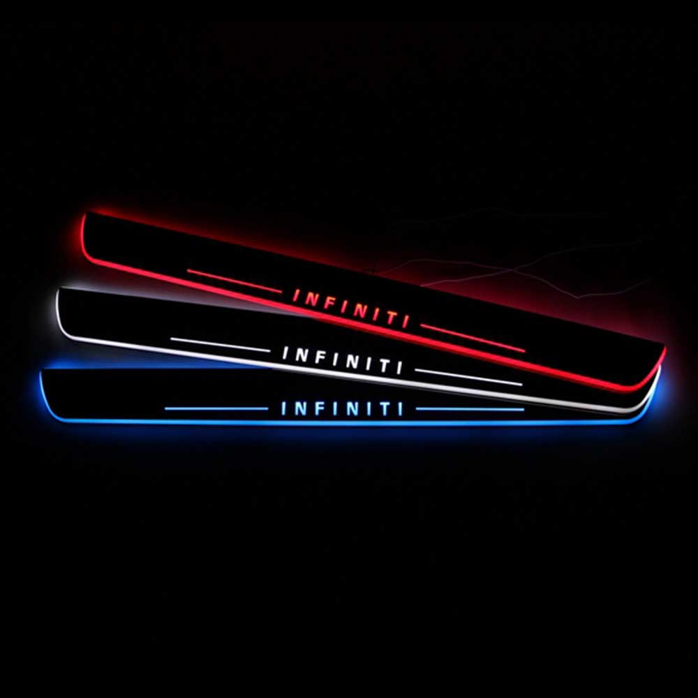 

For Infiniti QX80 2013 - 2020 Acrylic Moving LED Welcome Pedal Car Scuff Plate Pedal Door Sill Pathway Light