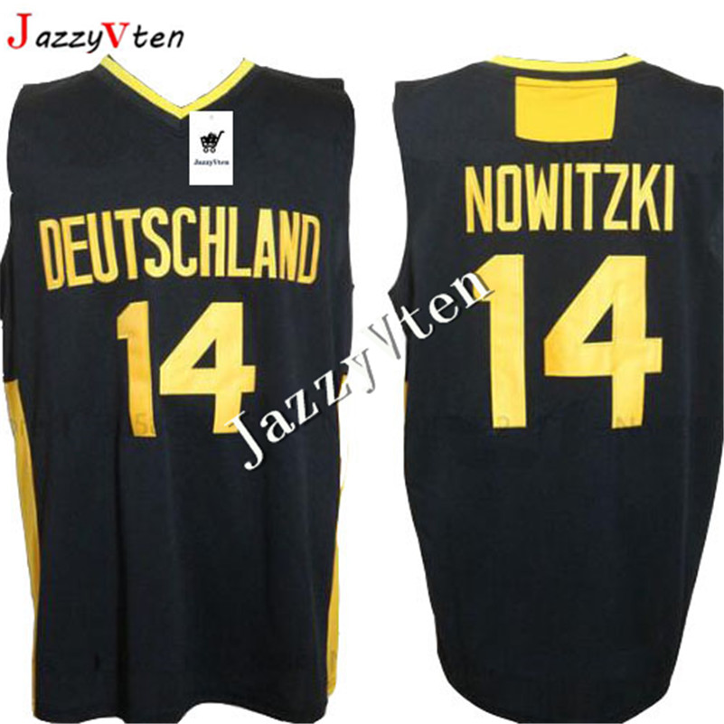 

2019 new design Men #14 DIRK NOWITZKI TEAM DEUTSCHLAND GERMANY College Vintage jersey high school jersey Drop shipping, Black