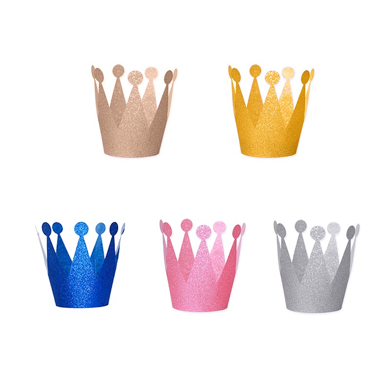 

Glitter Birthday Crown Hats With Tie Cord 6pcs/set