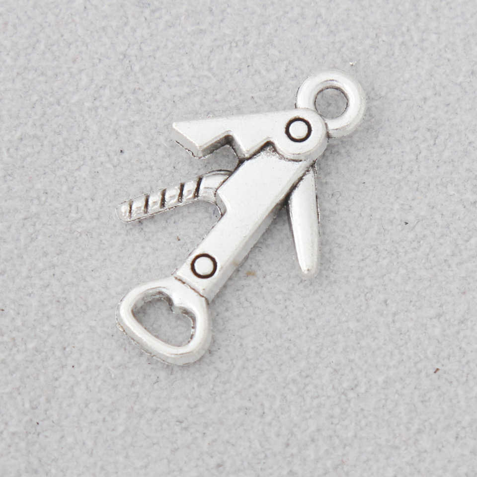 

Wholesale Fashion Alloy Daily Use Bottle Opener Charms Vintage Corkscrew Tool Charms 12*21mm 100pcs AAC1526