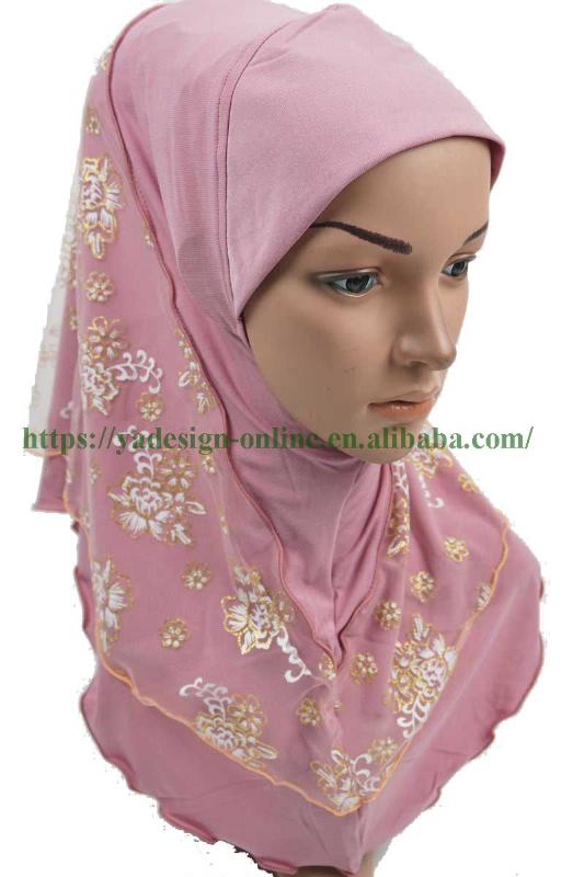 Musulmani Bambine Adulto Hijab Velo Islamico Sciarpa Tinta Unita Bambini One Piece