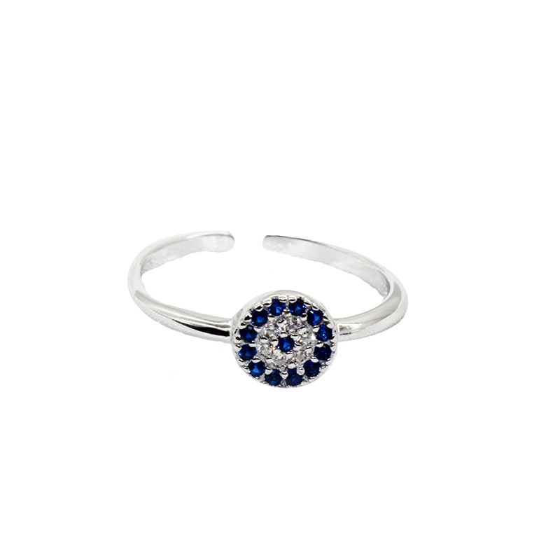 

Charming S925 Sterling Silver Exquisite Blue Evil Eye Stacking Ring with Cubic Zirconia for Women JZR306